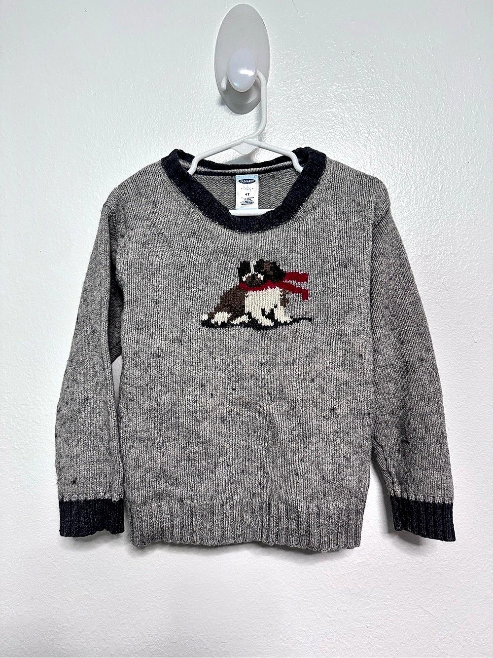 Vintage Old Navy Kids Dog Sweater Gray Size 4T